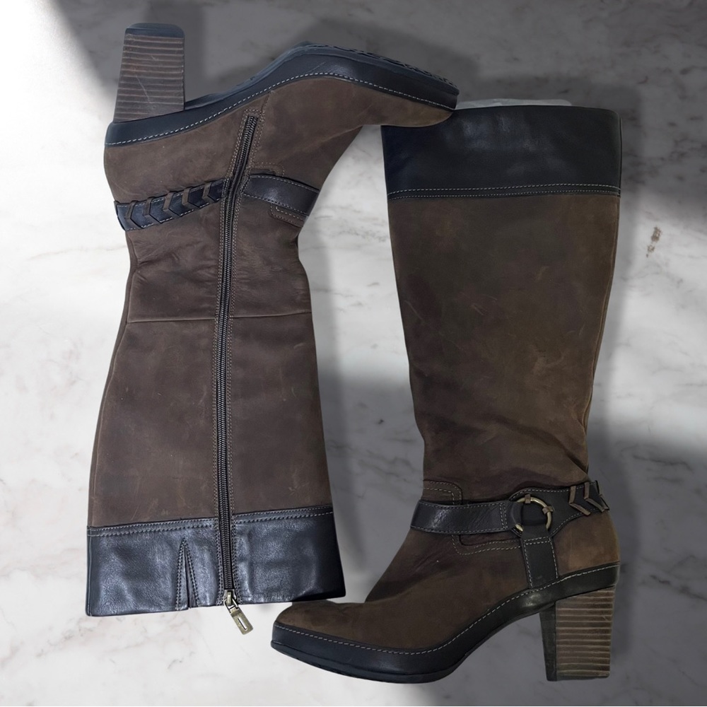 EUC Clark’s Heeled Tall Brown Boots